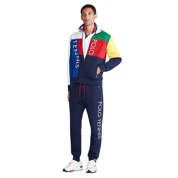 Polo Ralph Lauren Knit Tennis Jacket Multi Color Block Red Blue Yellow Green Wht - Picture 7 of 12